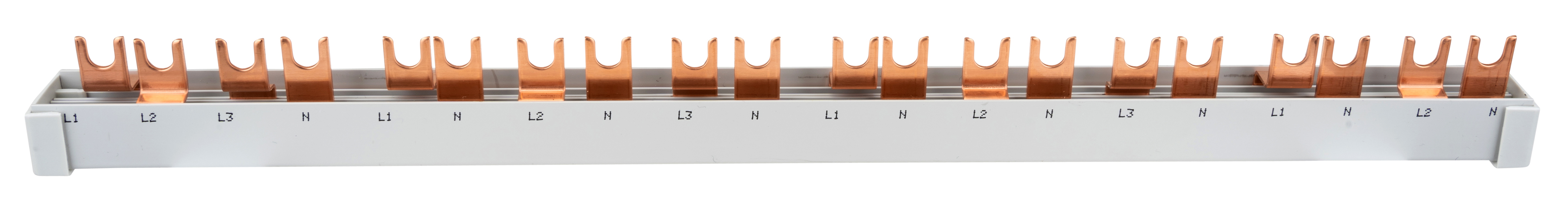 Busbar, cu, contacte, furca, compactă, 1xrccb, 4p, 8xmcb, 1+n, 20m, 10mm²