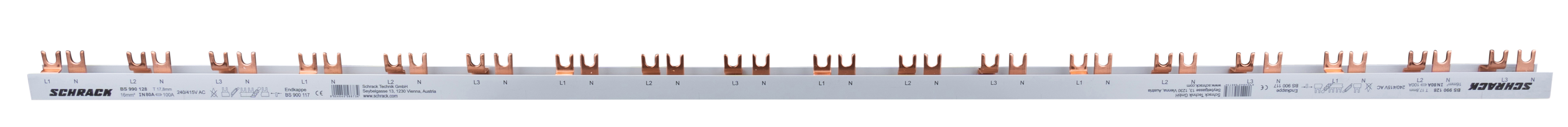 Busbar, cu, contacte, furca, pentru, AFDD, 4P, 16mm², 1m BS990128--