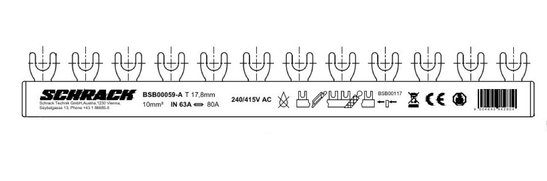 Busbar, 1, dif, 4P, 1, descarcator, 1, sig, aut, 3P+N, 12M, 10mm² BSB00059-A