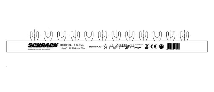 Busbar cu contacte furca 4P L1N/L2N/L3N 10mm² 1m