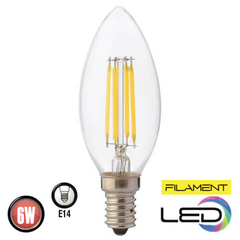 BEC FILAMENT LED 6W 4200K E14 220-240V FILAMENT CANDLE-6 HOROZ 001-013-0006-030 0LED-001-013-0006-030
