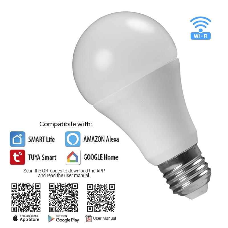 Bec inteligent LED, wi-fi, 8W, rgb+4200k, Ultralux, WFB827MC