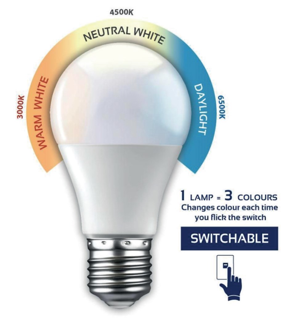 BEC LED 10W E27 3 CCT 3000K/4000K/6400K 175-250V COMBO-10 HOROZ 001-073-0010-010