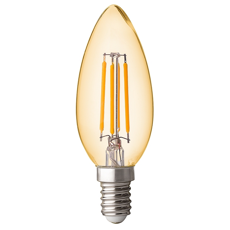 Bec LED, Cu Filament, Dimabil, tip con, 4W, E14, 2500K, amber, Ultralux, LFC41425D