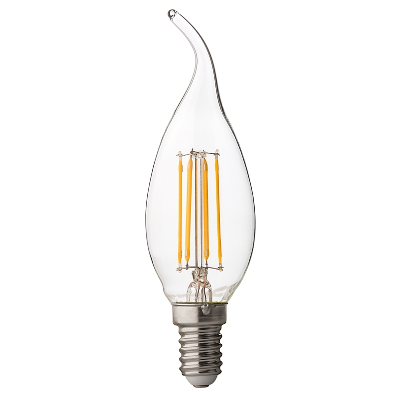 Bec LED, Cu Filament, Dimabil, tip flacara, 4W, E14, 4200K, Lumina neutra, Ultralux, LFF41442D
