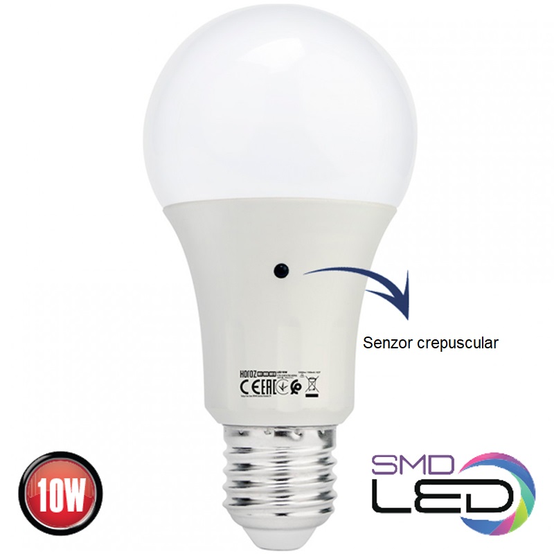 BEC LED CU SENZOR CREPUSCULAR  10W E27 4200K  DARK-10 HOROZ 001-068-0010-030