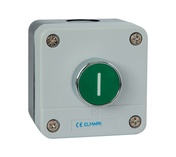 Buton cu arc de revenire BP102 1NO IP65 verde  401132, Elmark 
