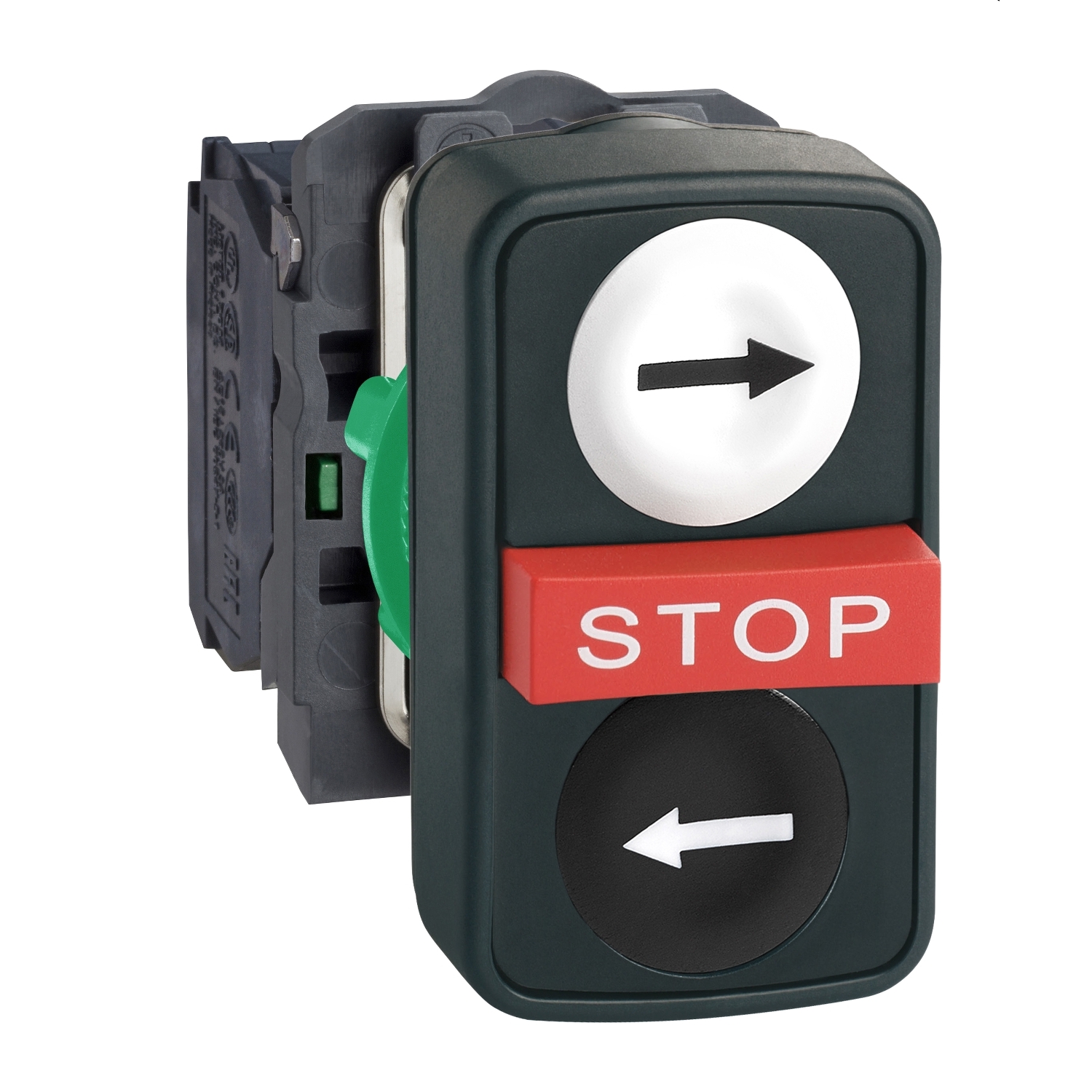 Buton Cu Cap Triplu Alb Incastrat/Rosu Aparent/Negru Incastrat Ø22 1Nd+1Ni+1Nd, Schneider, XB5AA711237