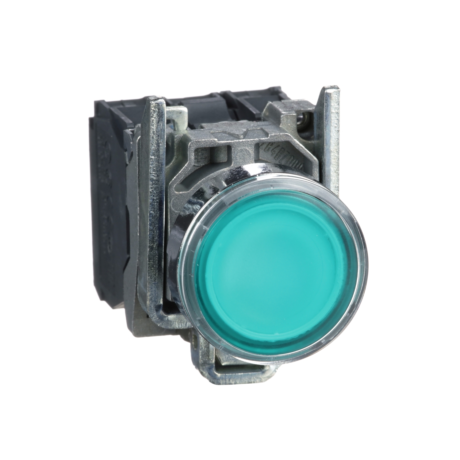 Buton luminos verde, incastrat complet Ø22 cu revenire cu arc 1NO+1NC 24V, Schneider, XB4BW33B5 