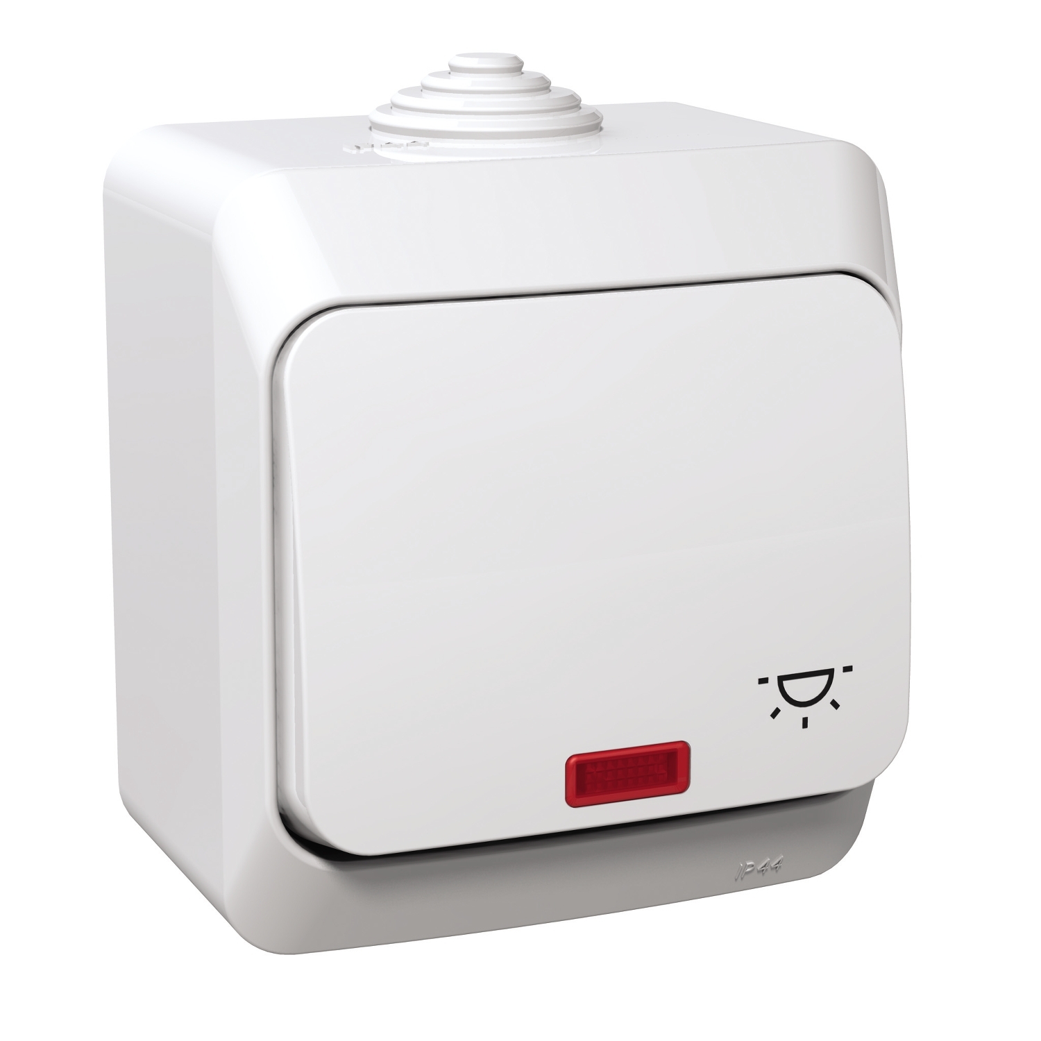 Cedar Plus Intrerupator cu revenire 16A cu simbol si indicator luminos IP44 Alb Schneider WDE000516