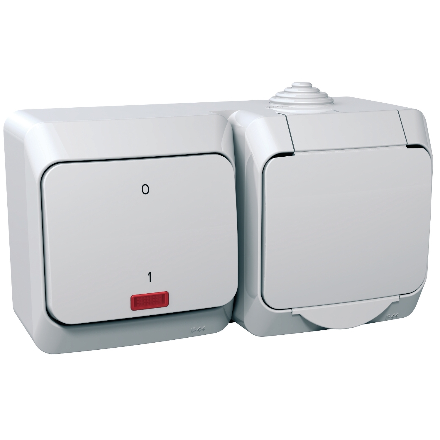 Cedar Plus Priza + Intrerupator dublu 16A 250V cu indicator luminos IP44 Alb Schneider WDE000503 
