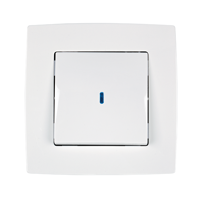 Intrerupator simplu Elmark City Alb cu LED 190011L