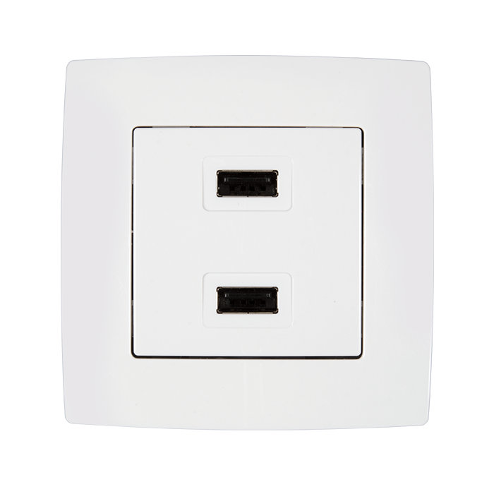 Priza USB Elmark City Alb metalizat 190751