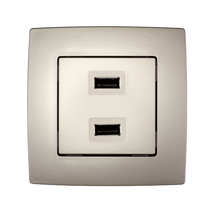 Priza USB Elmark City Sampanie metalizat 190752
