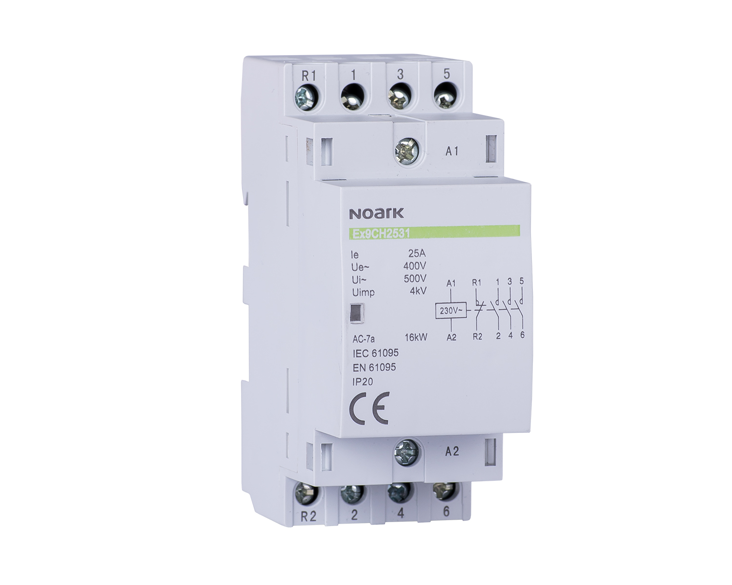 Contactor modular 25 A cont 230 V 4 NO  contact 102412 Ex9CH25 40 230V 50/60Hz Noark