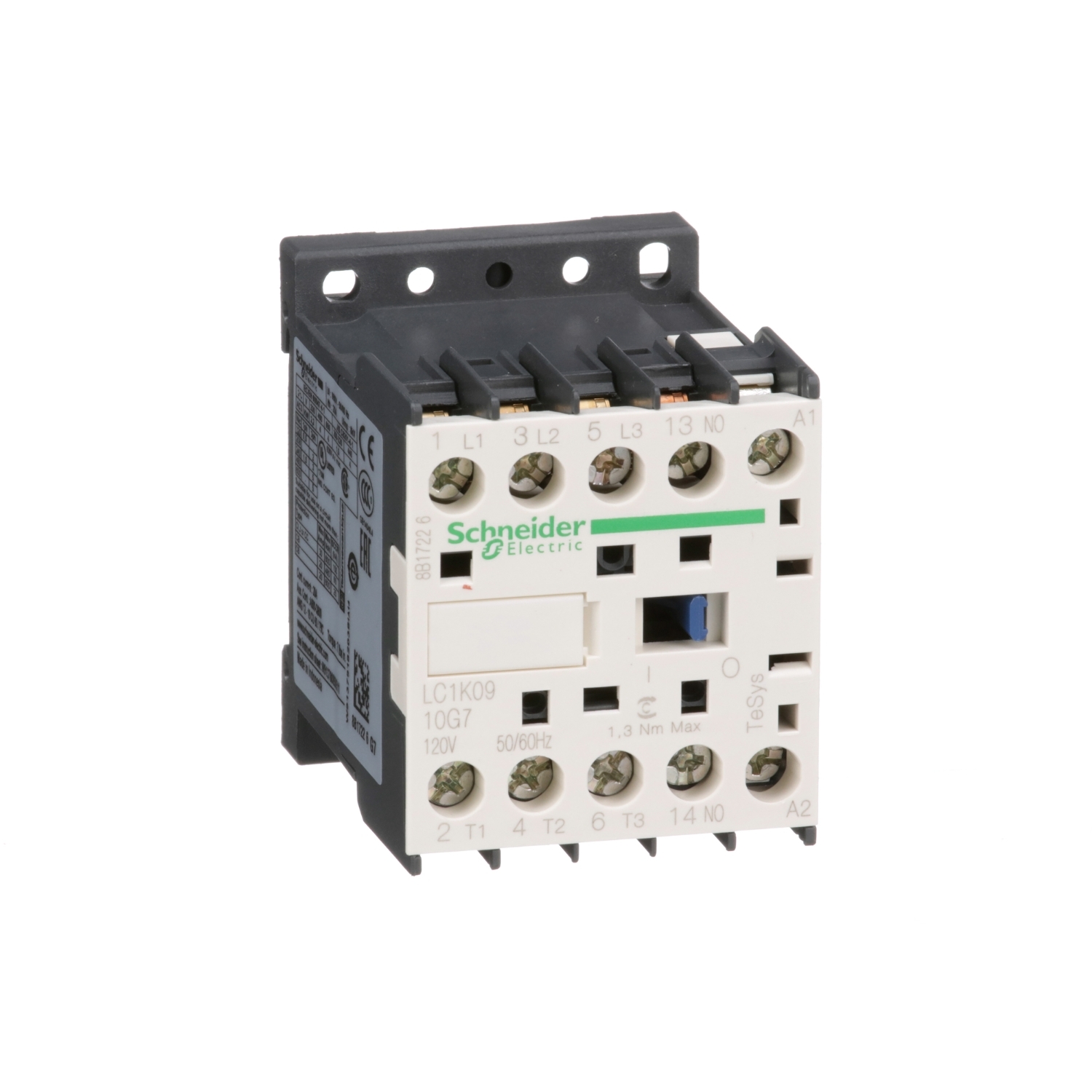Contactor Tesys Lc1-K 3 Poli Ac-3 440 V 9 A bobina 120 V C.A Schneider LC1K0910G7