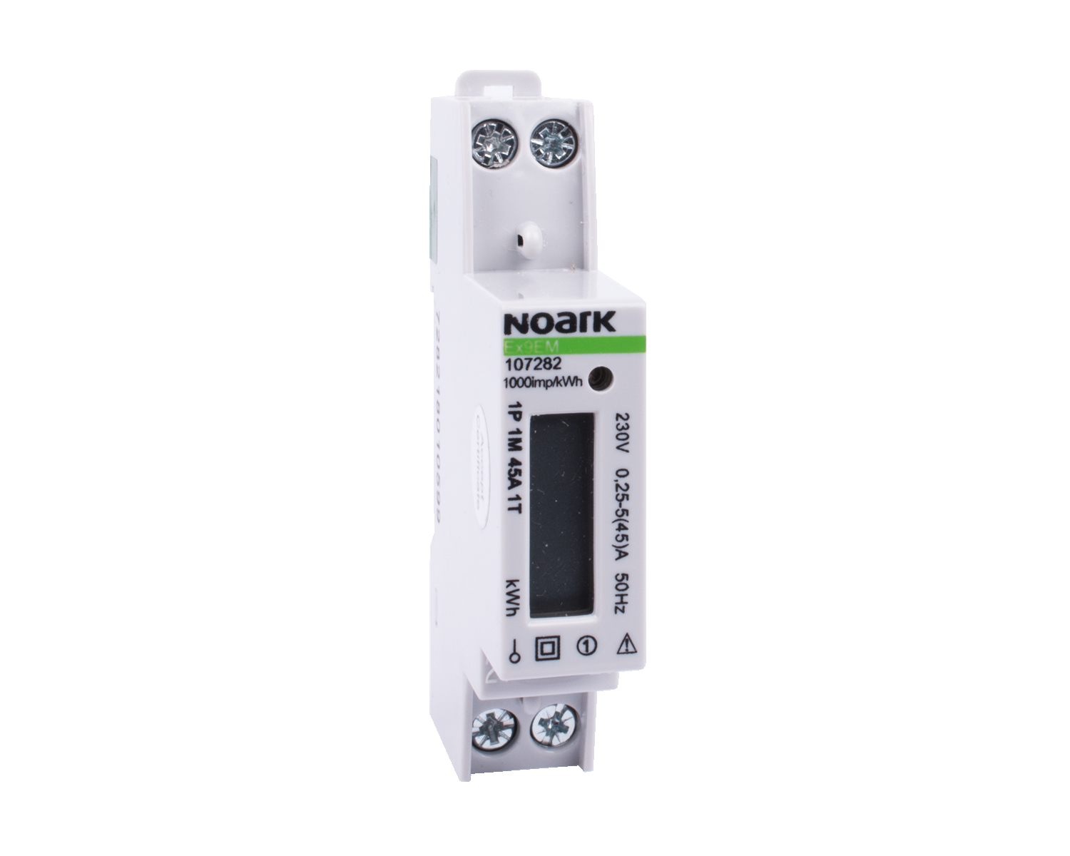 Contor de energie 1-pol, 1-modul, 32 A, 1-tarif, afișaj LCD 107286 Ex9EM 1P 1M 32A 1T Noark 