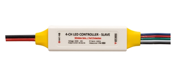 Controller, Profesional RF slave Pentru, Benzi LED RGBW, 6-24V DC, 3X2.5+4A, IP63, Ultralux, P6RGBWS