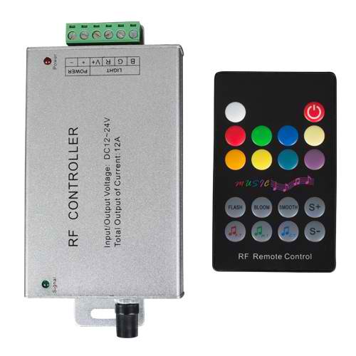 Controller, RF Muzical Pentru, Benzi LED RGB , 12A, 12-24V DC, 144W, Ultralux, RGBRFM12A