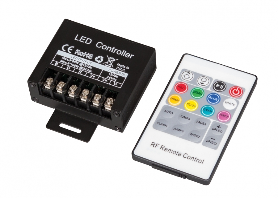Controller, RF Pentru, Benzi LED RGB, 240W, 20A, 12-24V DC, Ultralux, RGBRFC20