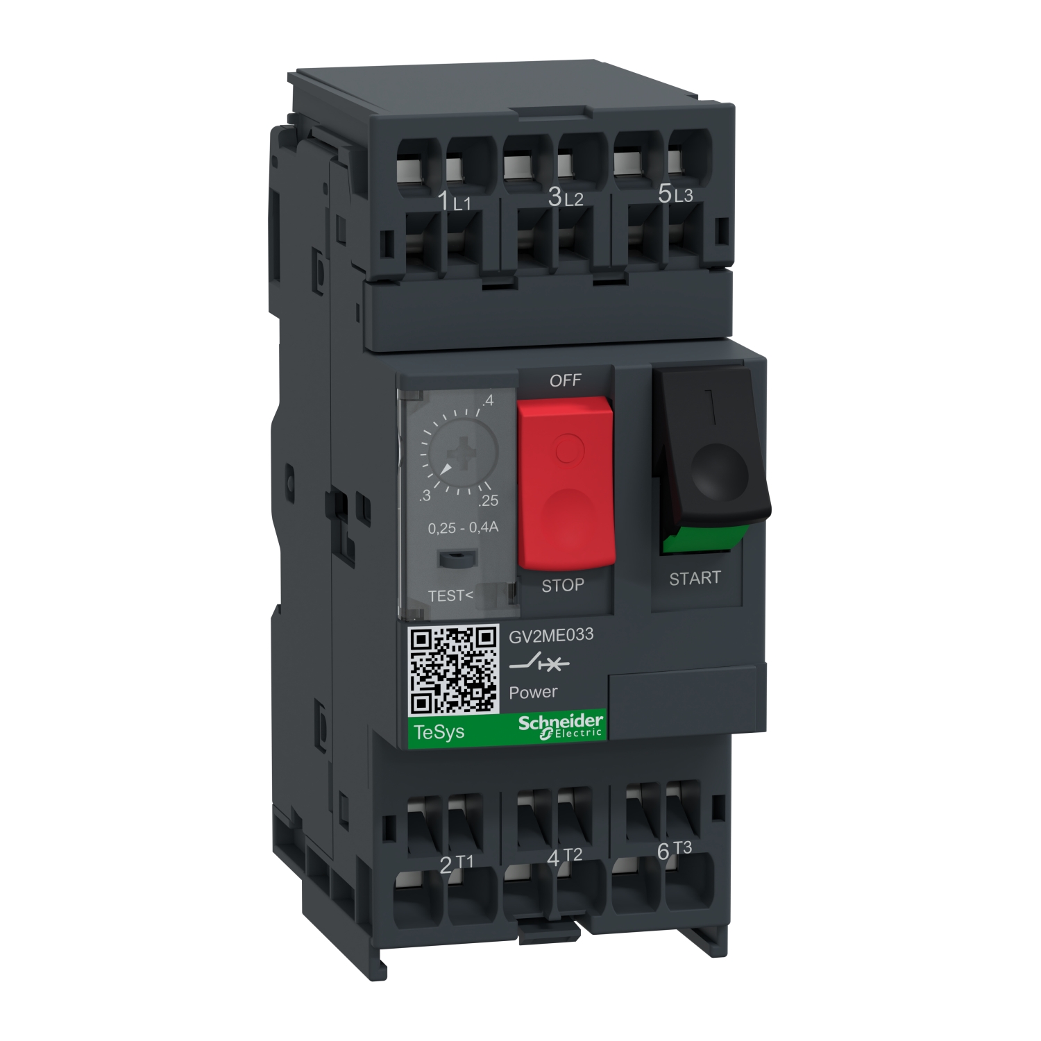 Disjunctor protectie motor Gv2-Me - 3 Poli 3D - 0,25 - 0,4 A Declansare termomagnetica Schneider GV2ME033
