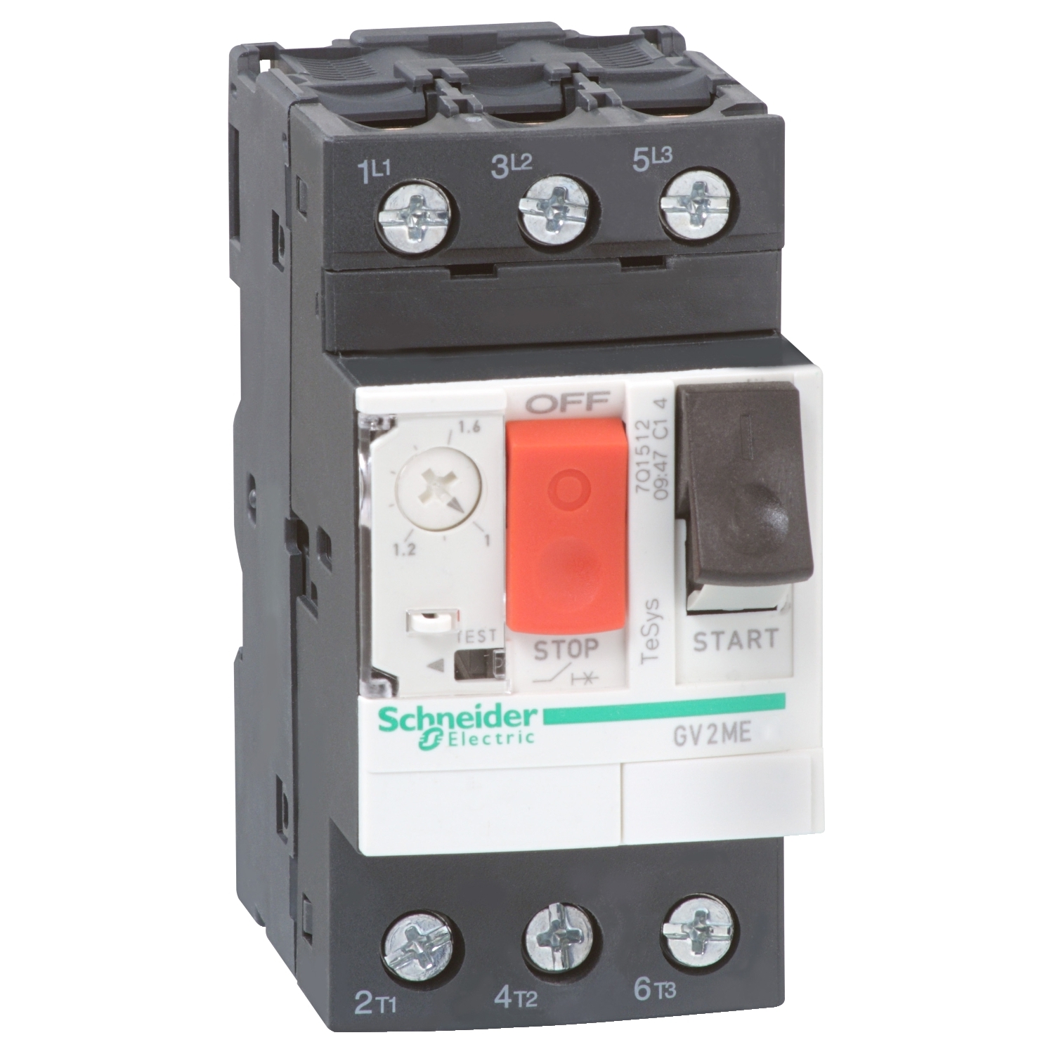 Disjunctor protectie motor Gv2-Me - 4 - 6.3 A - Terminale Inel-Papuci Schneider GV2ME106
