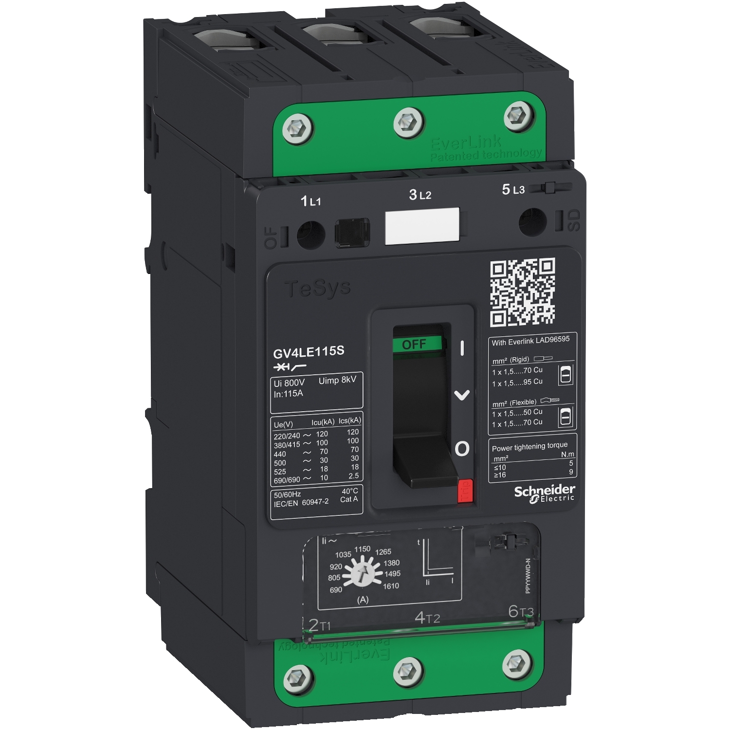 Disjunctor protectie motor GV4 3P 25 A Icu 50 kA magnetic,terminale EverLink Schneider GV4LE25N