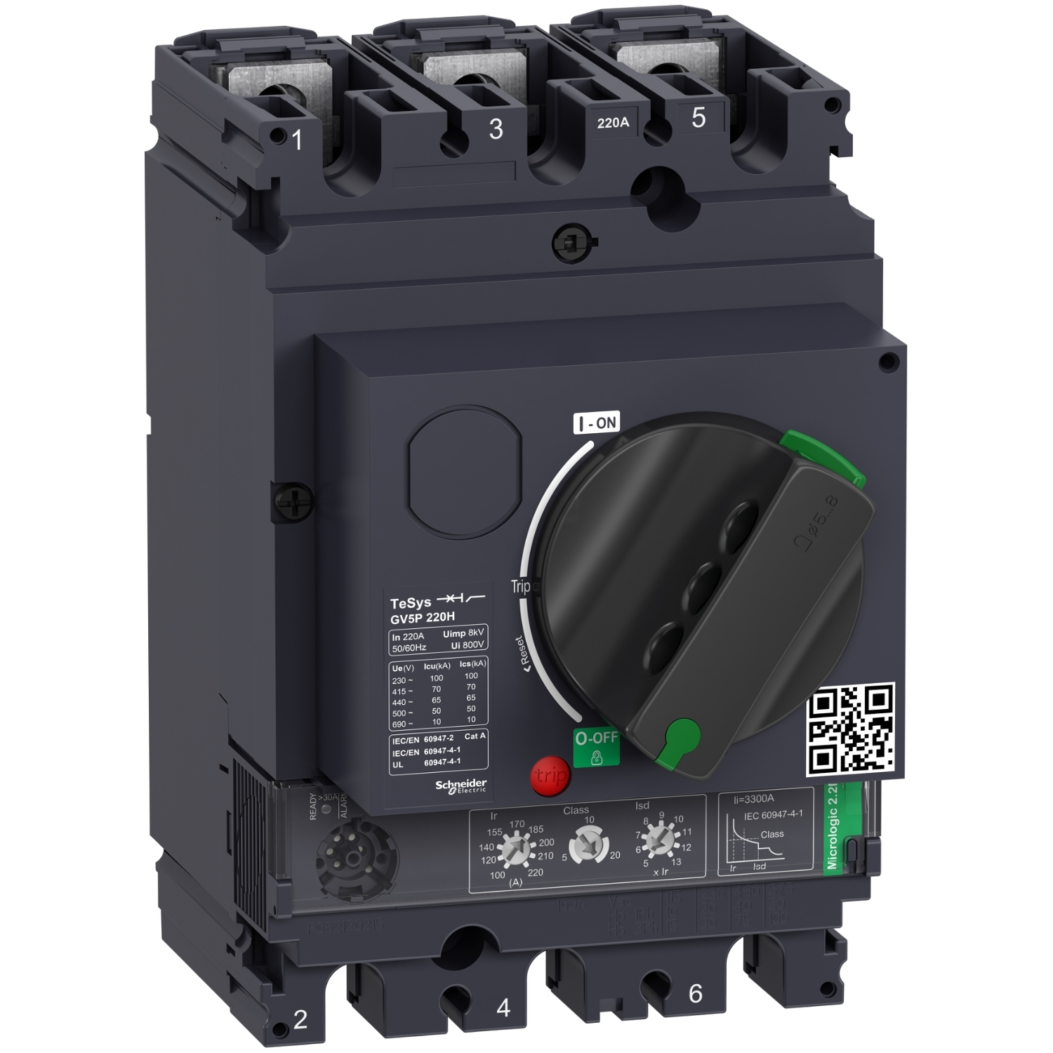Disjunctor protectie motor GV5 3P 220A Icu 70kA Termo magnetic Schneider GV5P220H