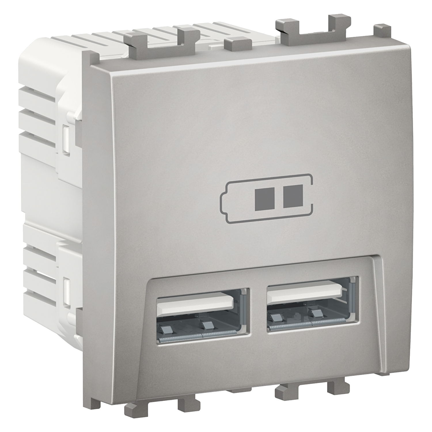 Priza dubla incarcare USB Schneider Easy Styl 2M argintiu LMR9910004