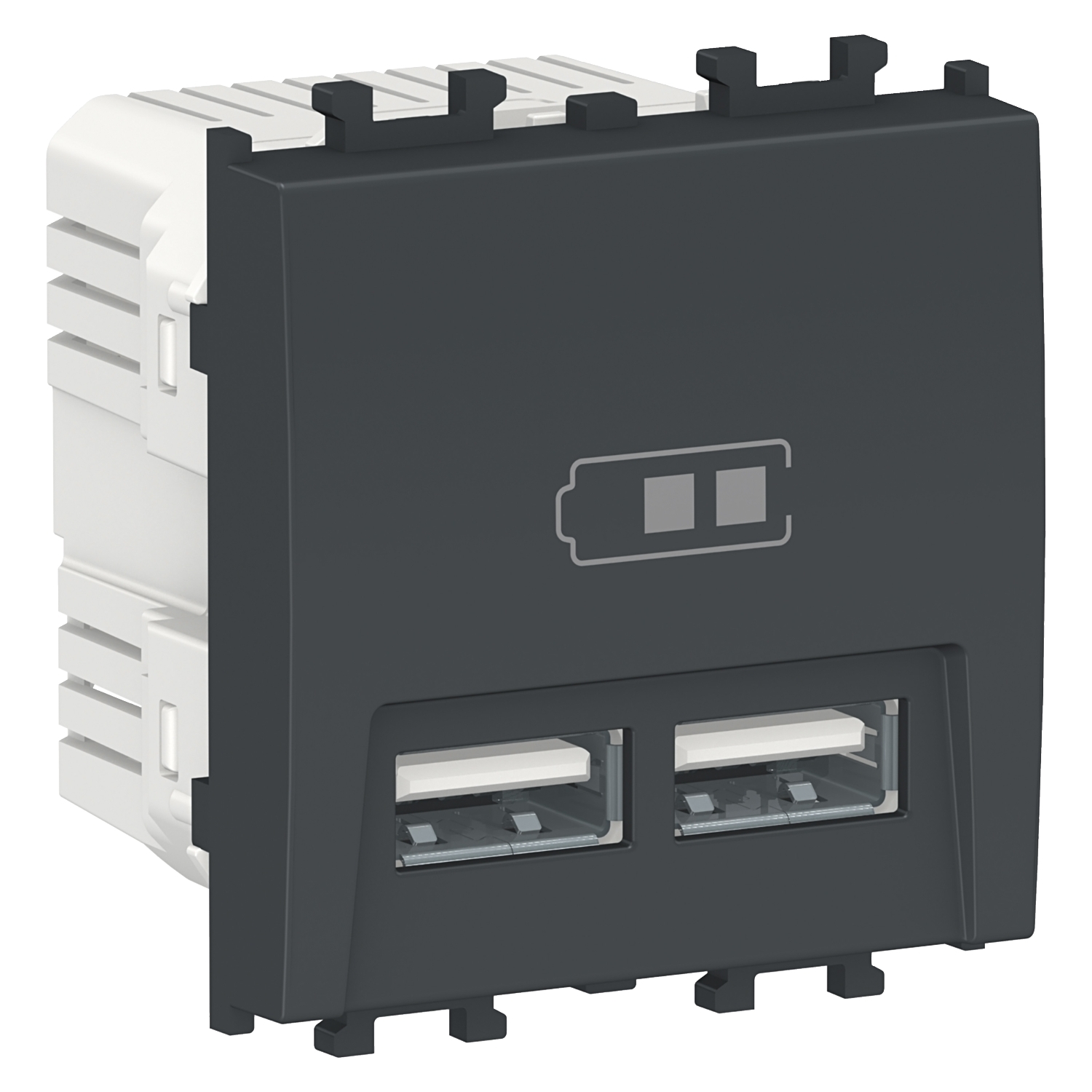 Priza dubla incarcare USB Schneider Easy Styl 2M negru LMR9910003