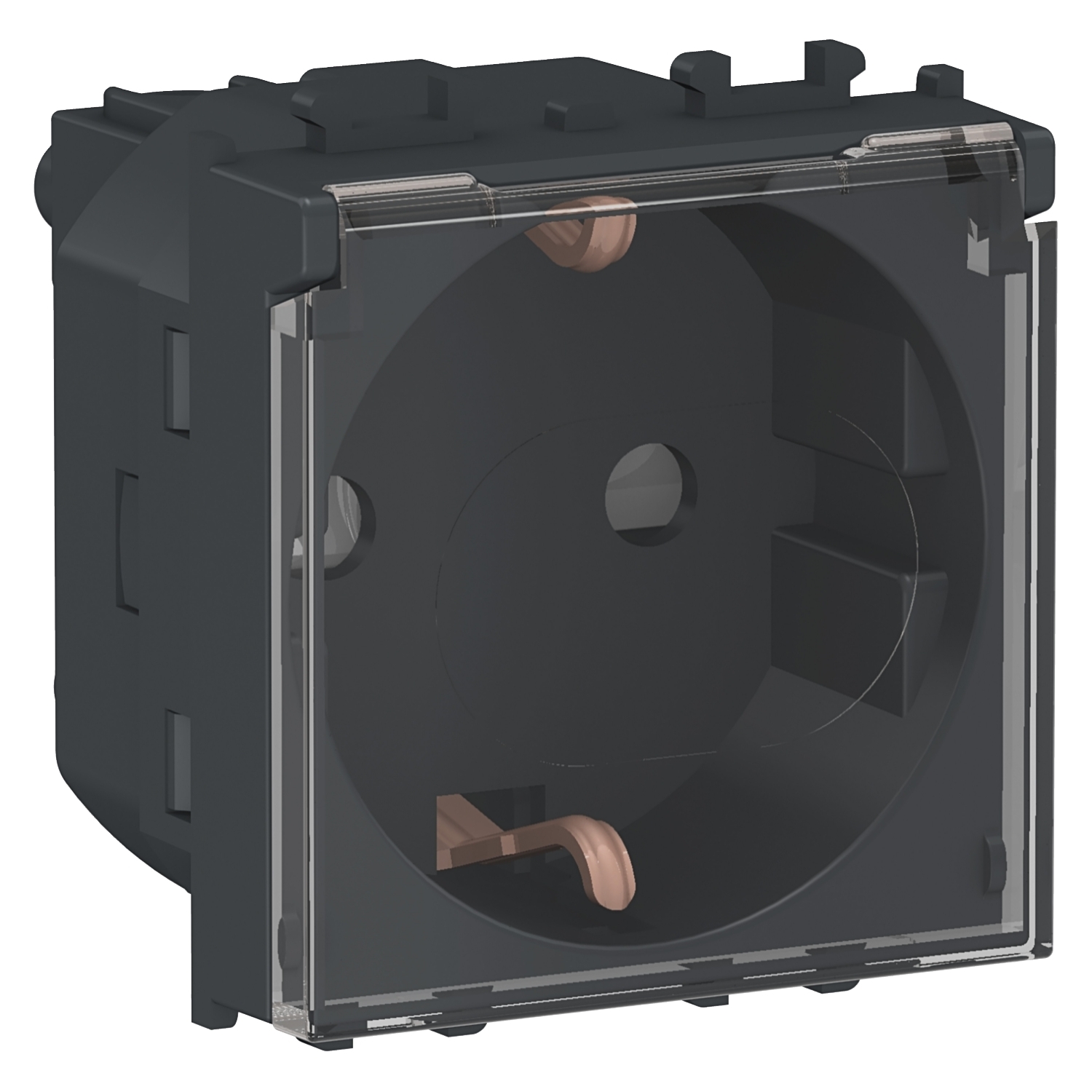 Priza schuko Schneider Easy Styl 2P+E obturatoare capac 2M,negru LMR5310003