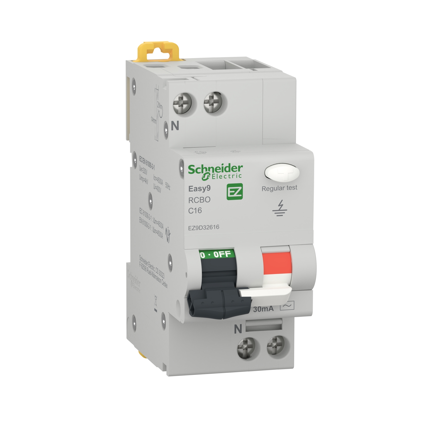Easy9 intrerupator diferential RCBO 1P+N 4500 Tip AC 30mA C 16A Schneider EZ9D32616