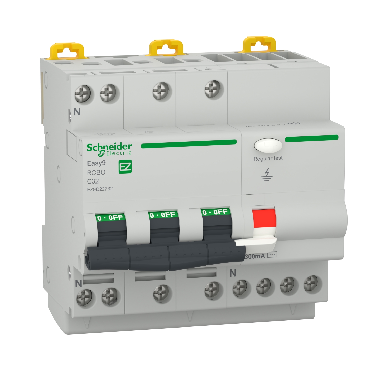 Easy9 intrerupator diferential RCBO 3P+N 4500 Tip AC 300mA C 32A Schneider EZ9D22732