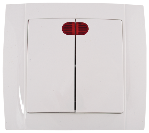 Hakan Intrerupator dublu Alb cu LED Elmark 380705