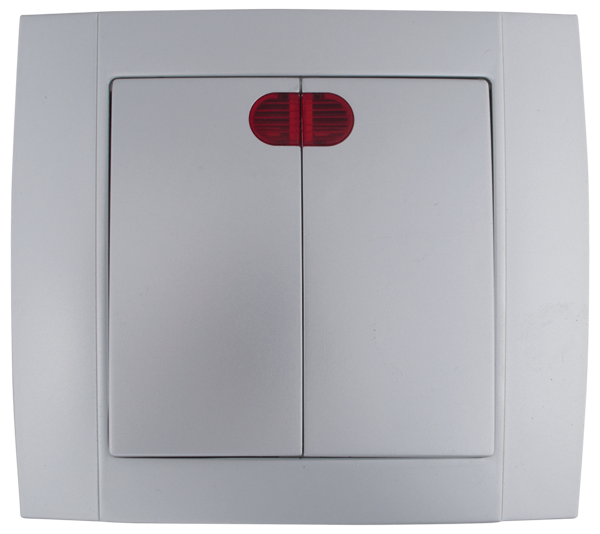 Hakan Intrerupator dublu Argintiu cu LED Elmark 380706
