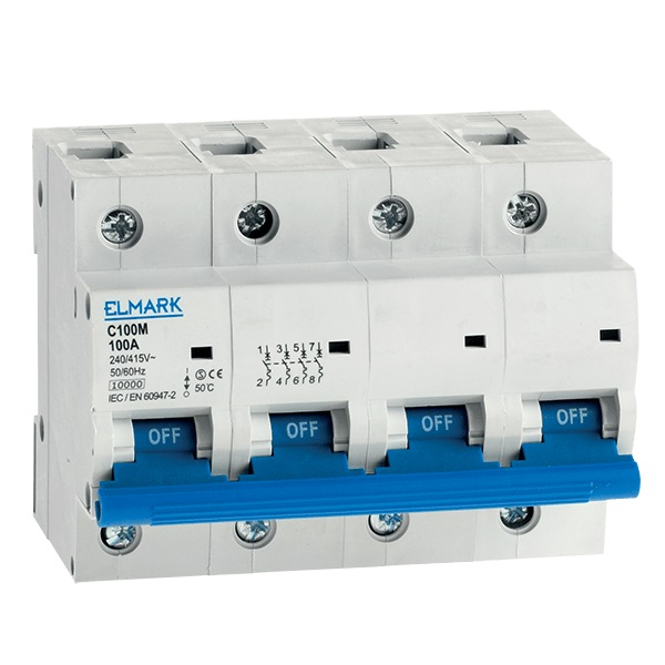 Siguranta electrica automata Elmark MCB C100M 10kA 4P 80A Curba C OLD DESIGN 41480O,