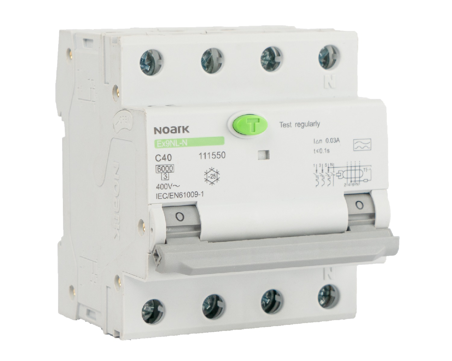Intrerupator diferential RCBO 6kA 3P+N 16A 30mA tip AC Noark Ex9NL-N 111514