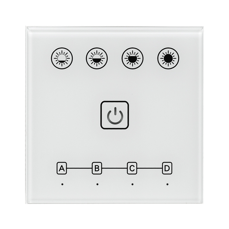 Intrerupator/Dimmer tactil Smart de perete, 2.4G RF, Pentru, iLuminat LED, controleaza gama RF 2.4g (ssd), 4 zone, Ultralux, SSW4Z