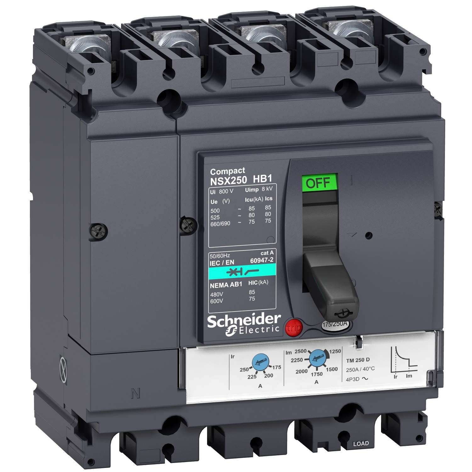 Intreruptor Auto Compact Nsx250Hb1 - Tmd - 200 A - 4 Poli 4D Schneider LV433483
