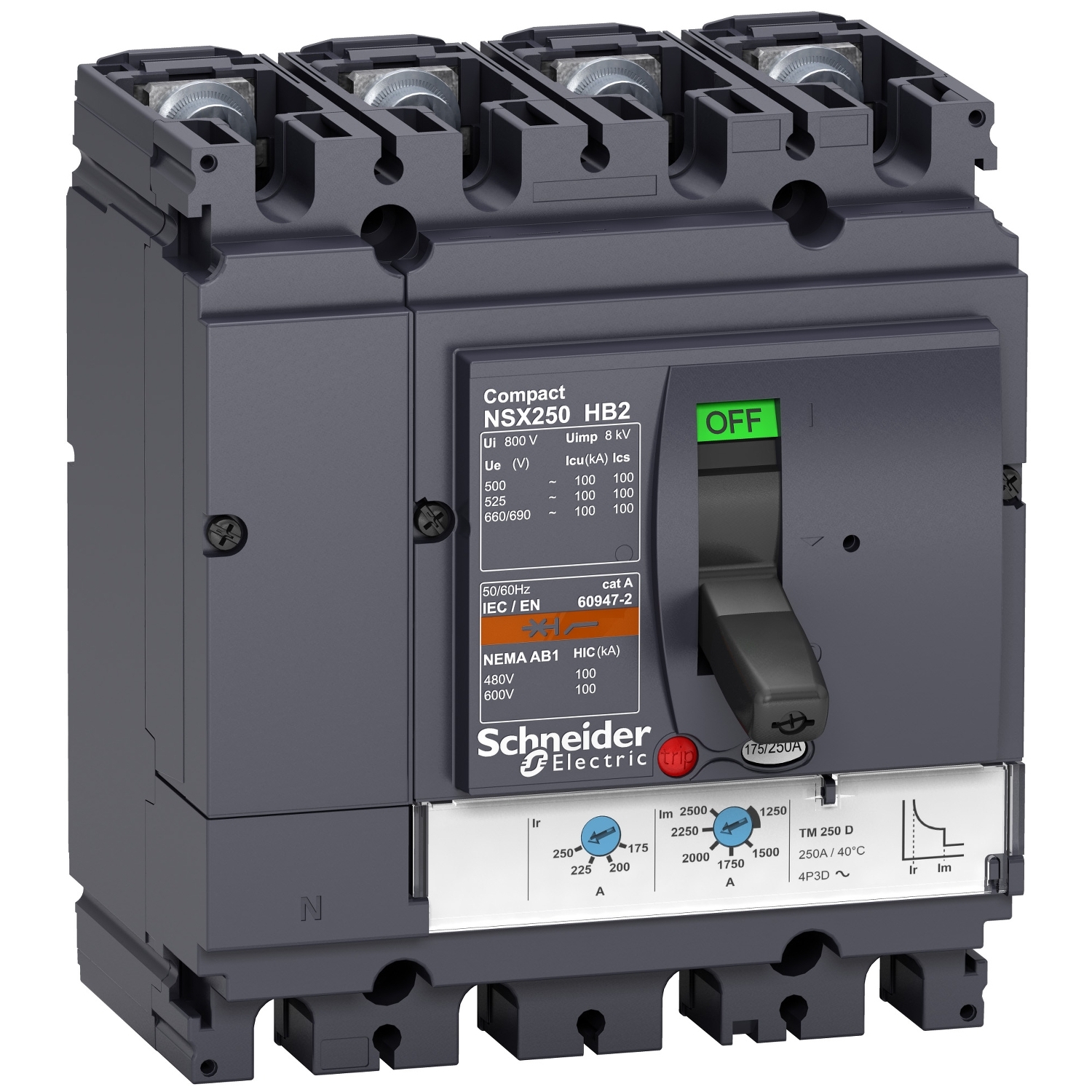 Intreruptor Auto Compact Nsx250Hb2 - Tmd - 200 A - 4 Poli 4D Schneider LV433491