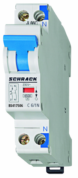 Intrerupator Automat 1UH Bipolar 1P+N Schrack Curba C 4A 4.5kA Schrack BS417504--