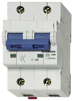 Intrerupator, automat, bipolar, 2p, schrack, curba, c, 100a, 10ka, schrack, br972910--