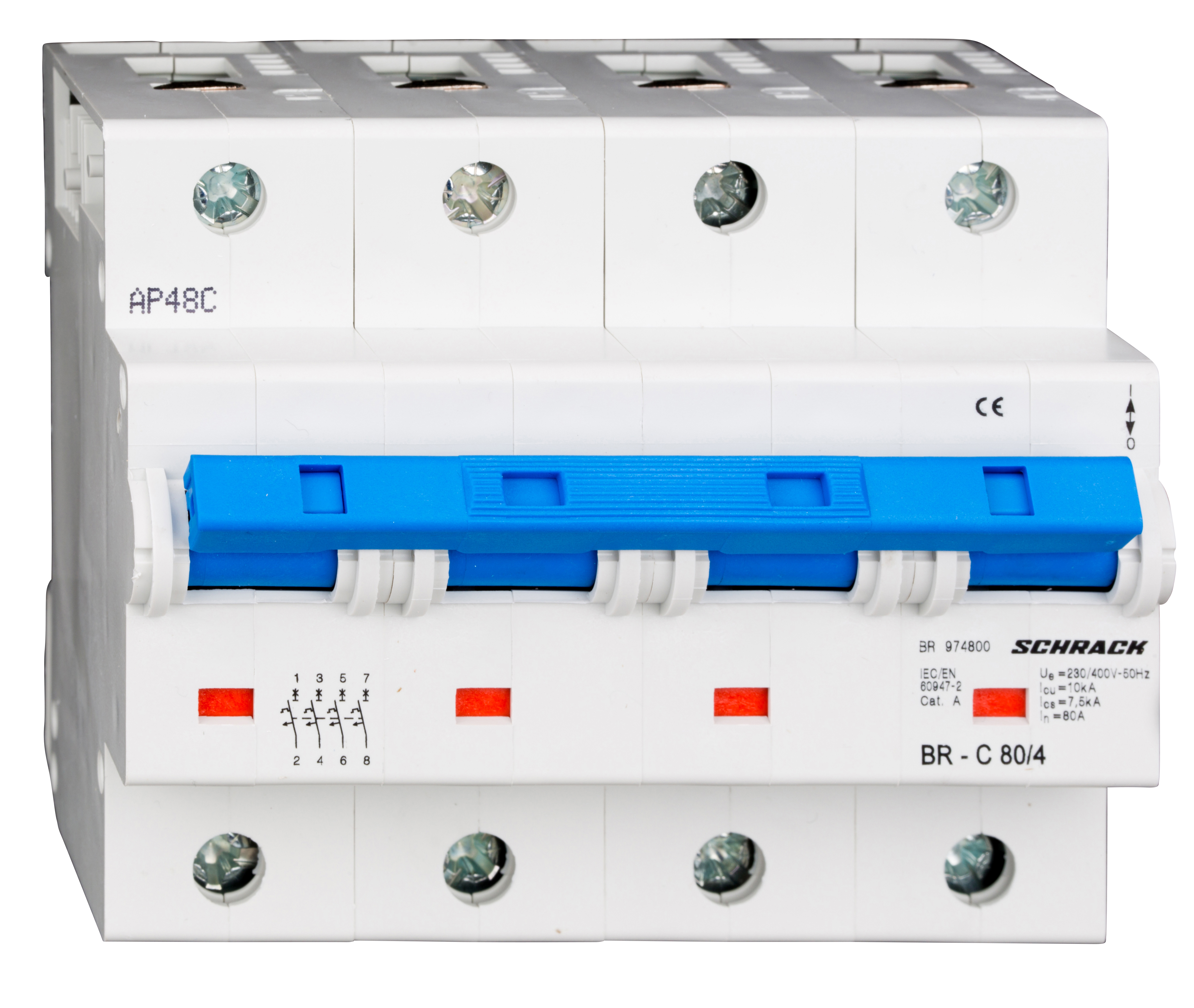 Intrerupator Automat Tetrapolar 4P Schrack Curba C 80A 10kA Schrack BR974800--