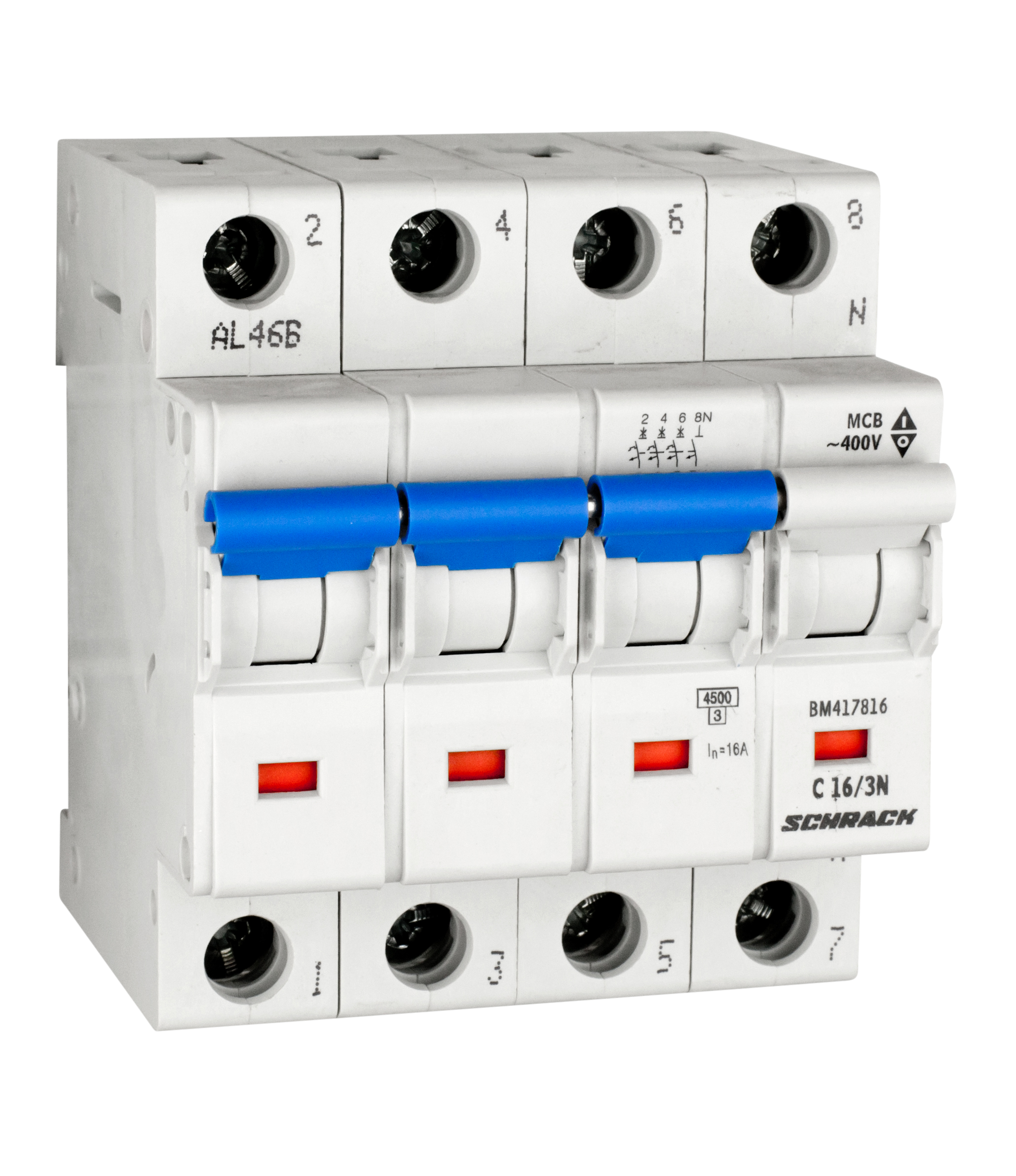 Intrerupator Automat Tetrapolar 3P+N Schrack Curba C 16A 4.5kA Schrack BM417816--