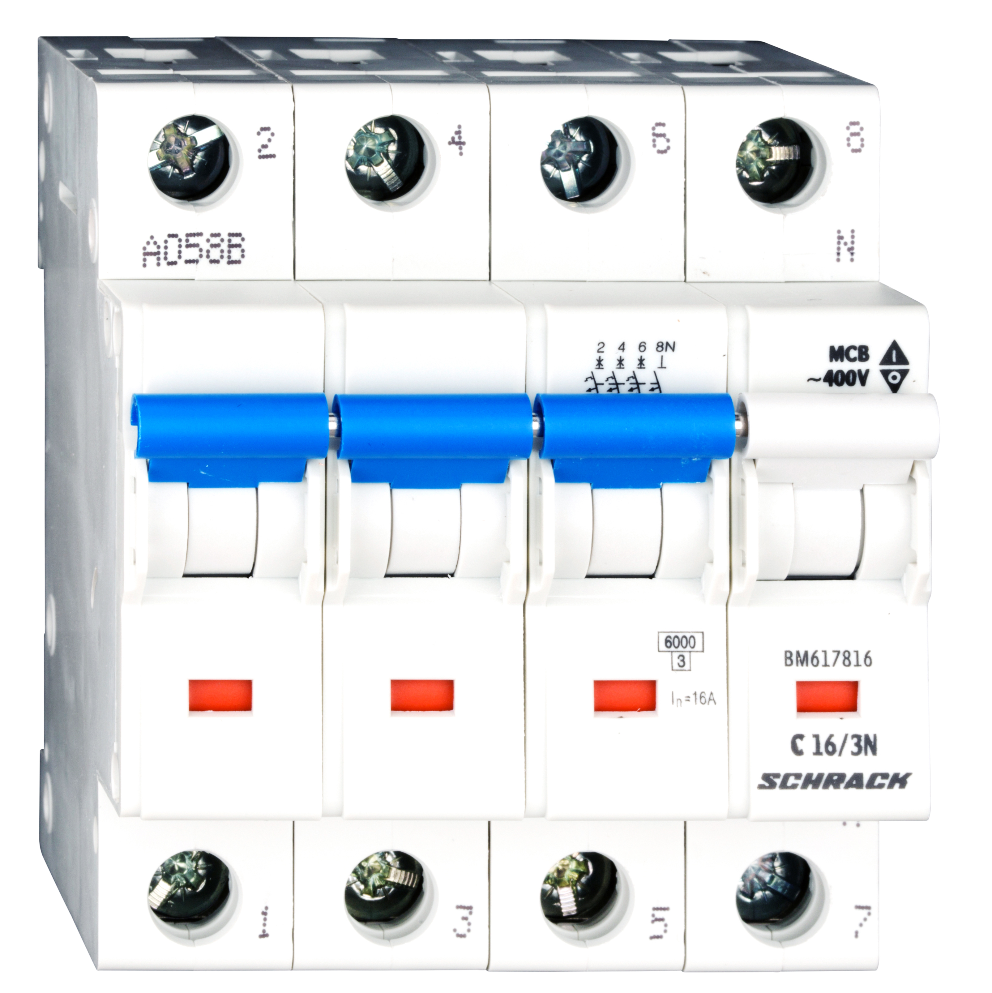 Intrerupator Automat Tetrapolar 3P+N Schrack Curba C 16A 6kA Schrack BM617816--