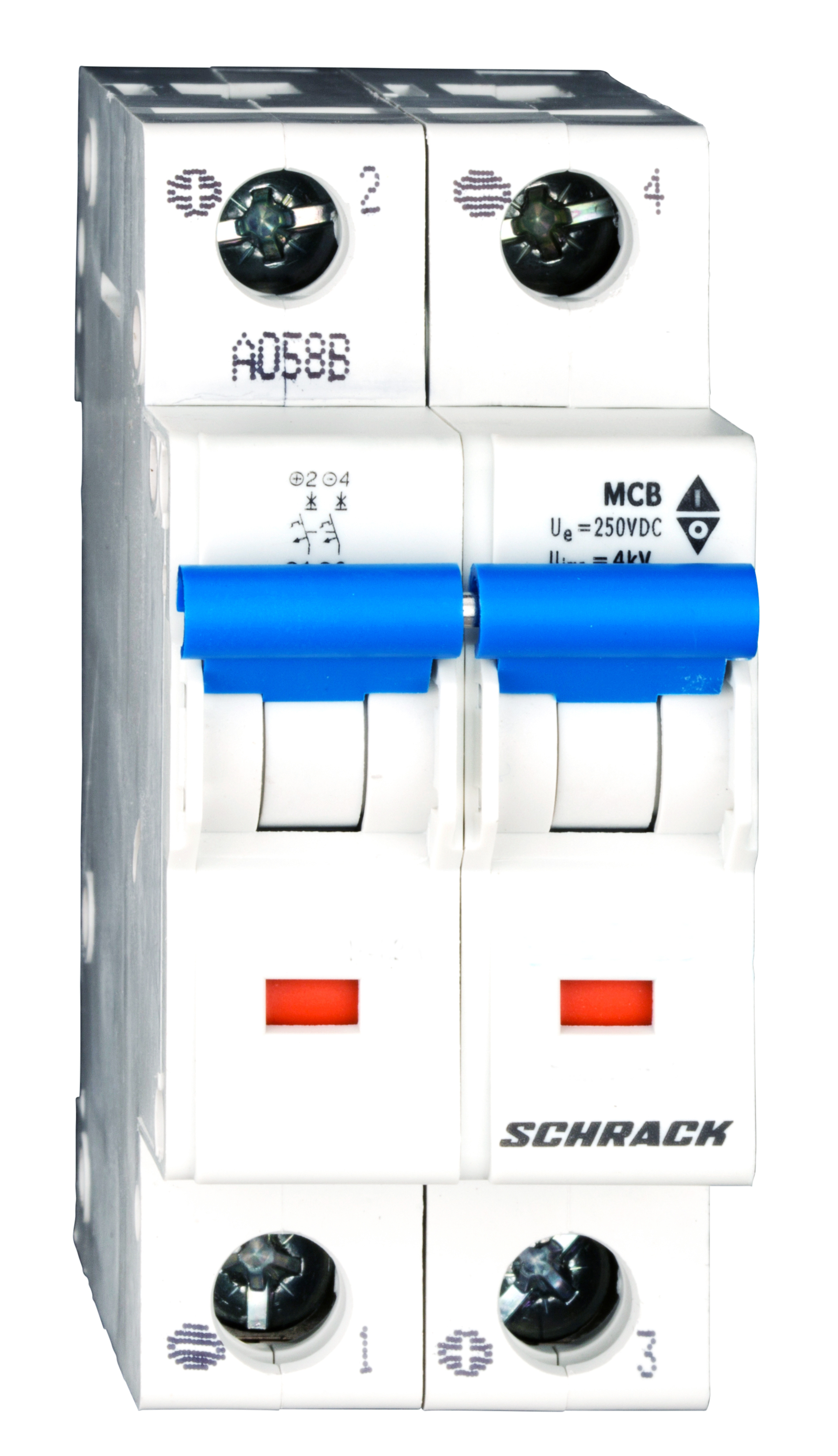 Intrerupator, automat, bipolar, 2p, schrack, curba, c, 2a, curent continuu, schrack, bm015202me