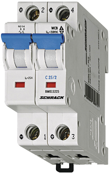 Intrerupator, automat, bipolar, 2p, schrack, curba, c, 25a, 4.5ka, schrack, bm417225--