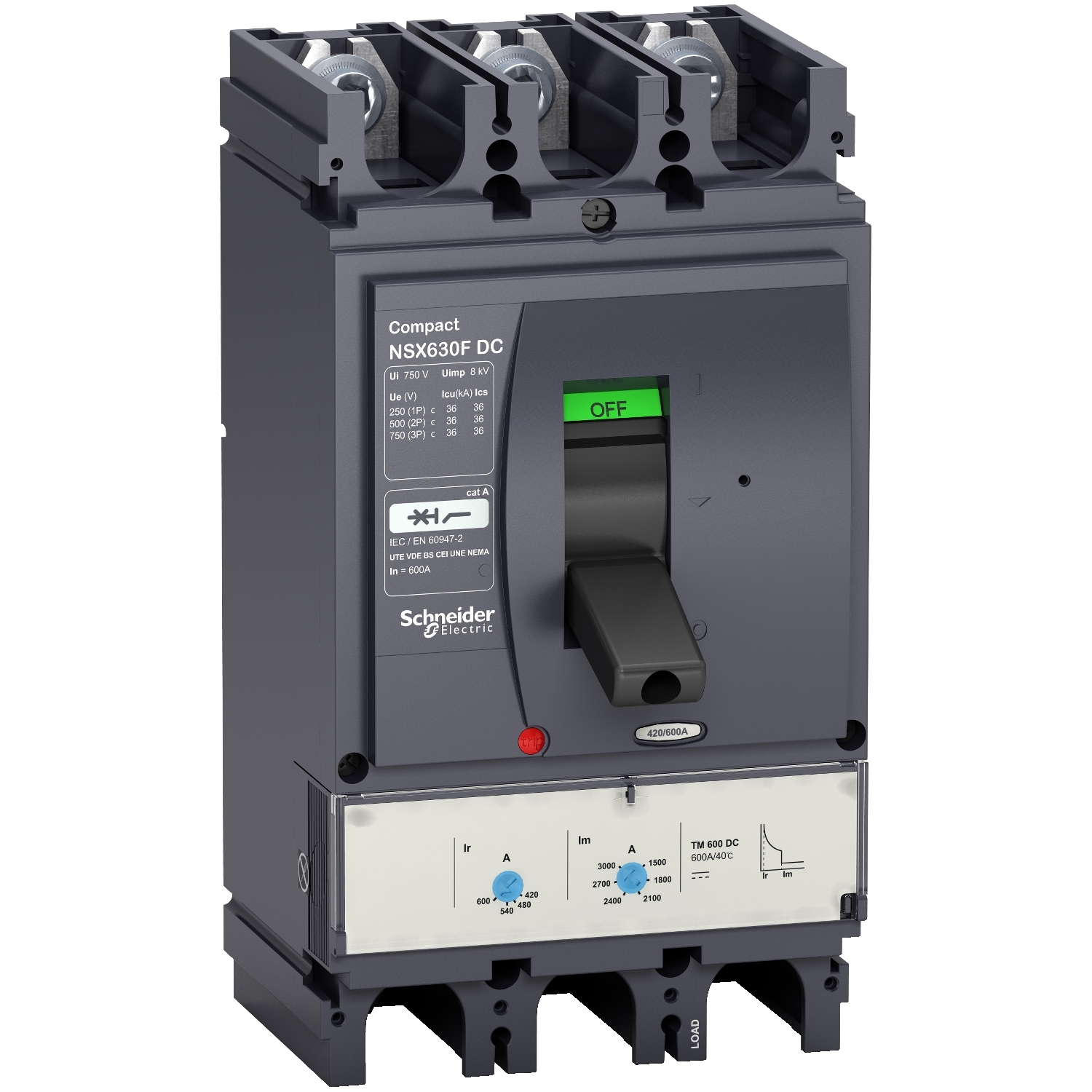 Intreruptor circuit Compact NSX400F DC - TM-DC - 400A - 3 Poli, Schneider, LV438267 