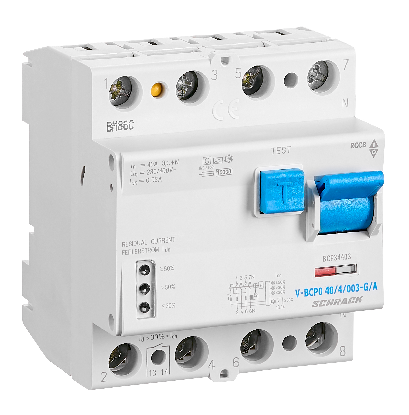 Intrerupator, diferential, schrack, priori, tip a, tetrapolar, 4p, curba g, vsf, 40a, 30ma, 10ka