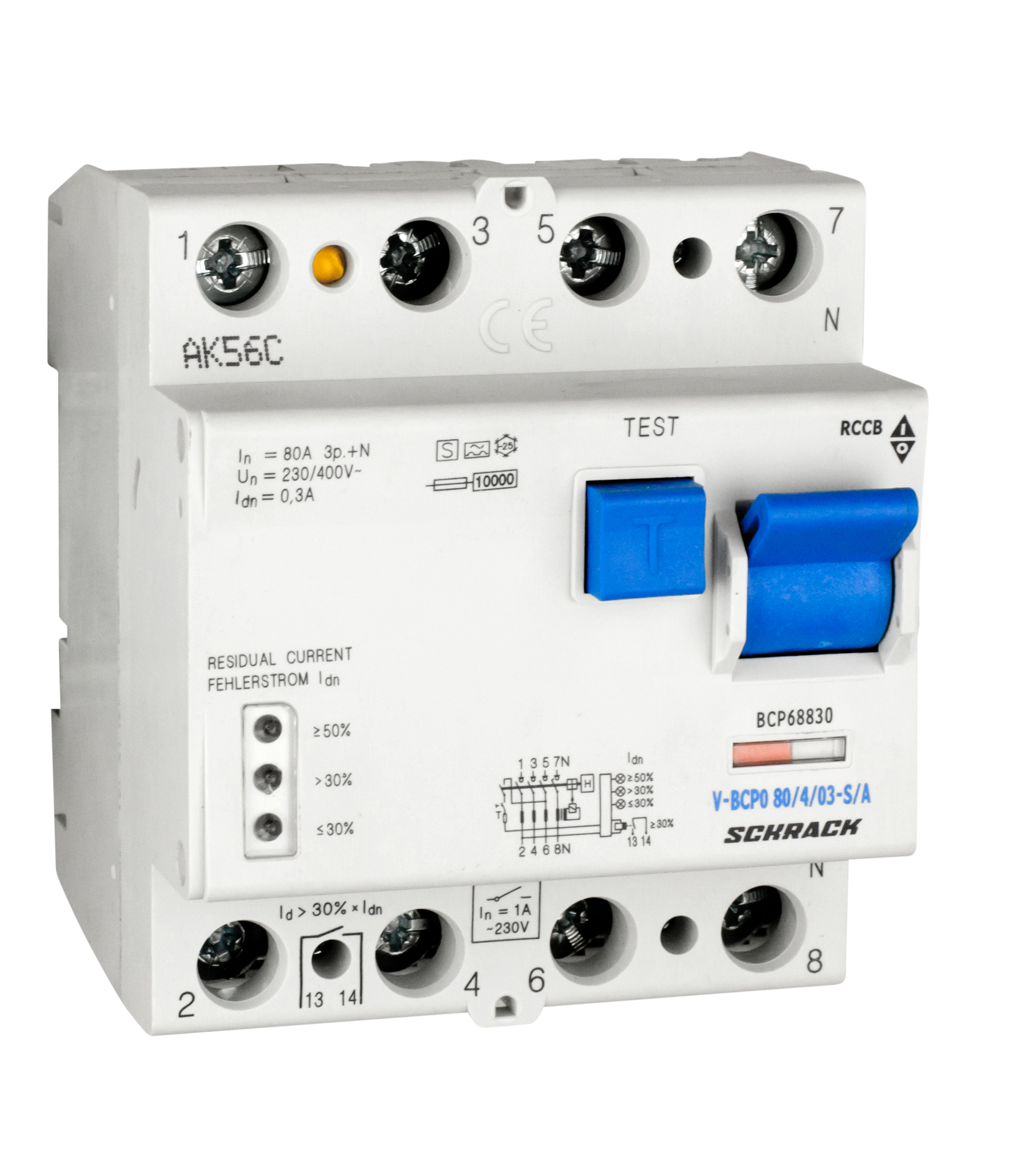 Intrerupator, diferential, schrack, priori, tip a, tetrapolar, 4p, curba s, vsf, 80a, 300ma, 10ka